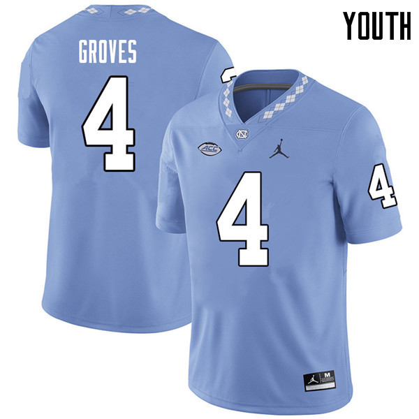 Jordan Brand Youth #4 Rontavius Groves North Carolina Tar Heels College Football Jerseys Sale-Caroli